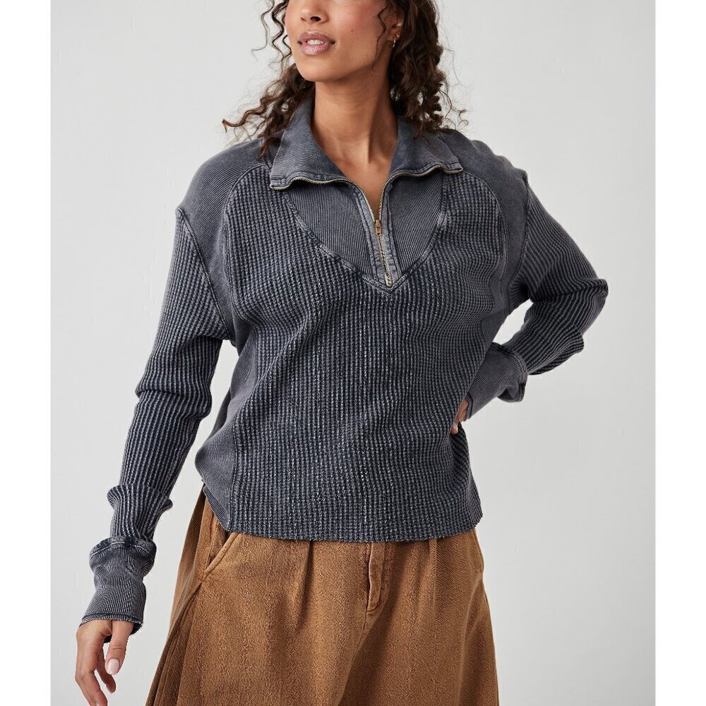 FREE PEOPLE FP One Ashton Zip Thermal / Charcoal